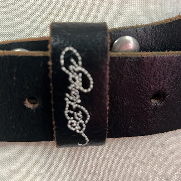 Ed Hardy leather retro Y2K biker hearts & rose, stud belt with embroidery size M main image 10